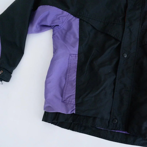 Vintage 90s Whitefish Bay Black And Purple Zip Up Windbreaker With Hidden Hood S - Picture 6 of 13